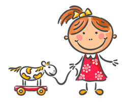 Mädchen mit Ziehpferd