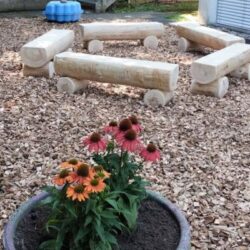 Bänke im Garten der Spielgruppe Niederscherli