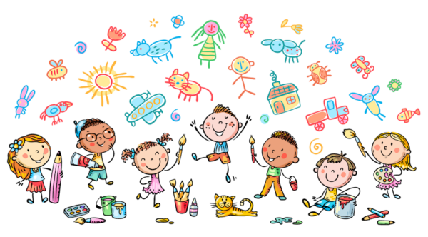 Spielgruppenkinder am zeichnen und malen